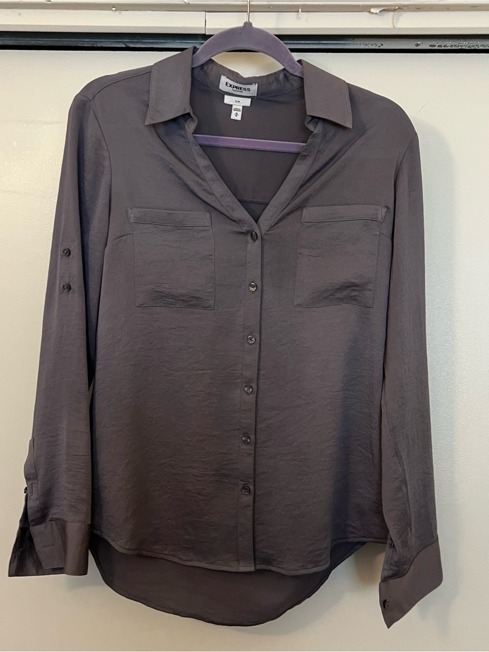 Express Button-Down Shirt in Charcoal Gray